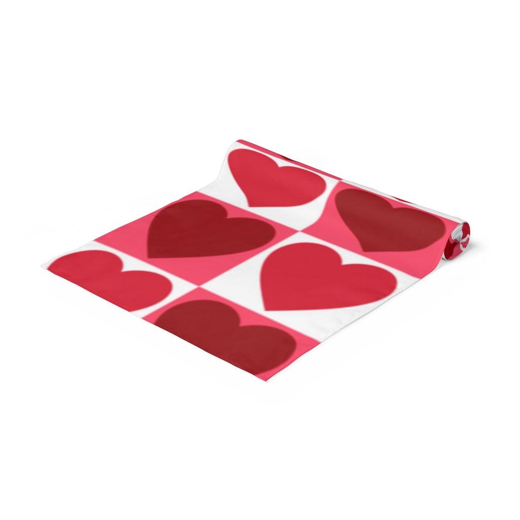 Valentine Hearts Red and White MCM Table Runner | lovevisionkarma.com