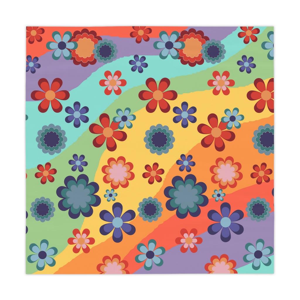 Groovy 60s 70s Hippie Flowers Vibrant MCM Tablecloth | lovevisionkarma.com