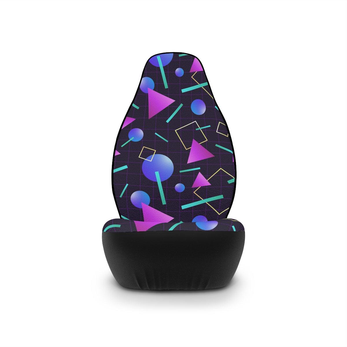 Retro 80's and 90's Aesthetic Vaporwave Throwback Blue & Purple Car Seat Covers | lovevisionkarma.com