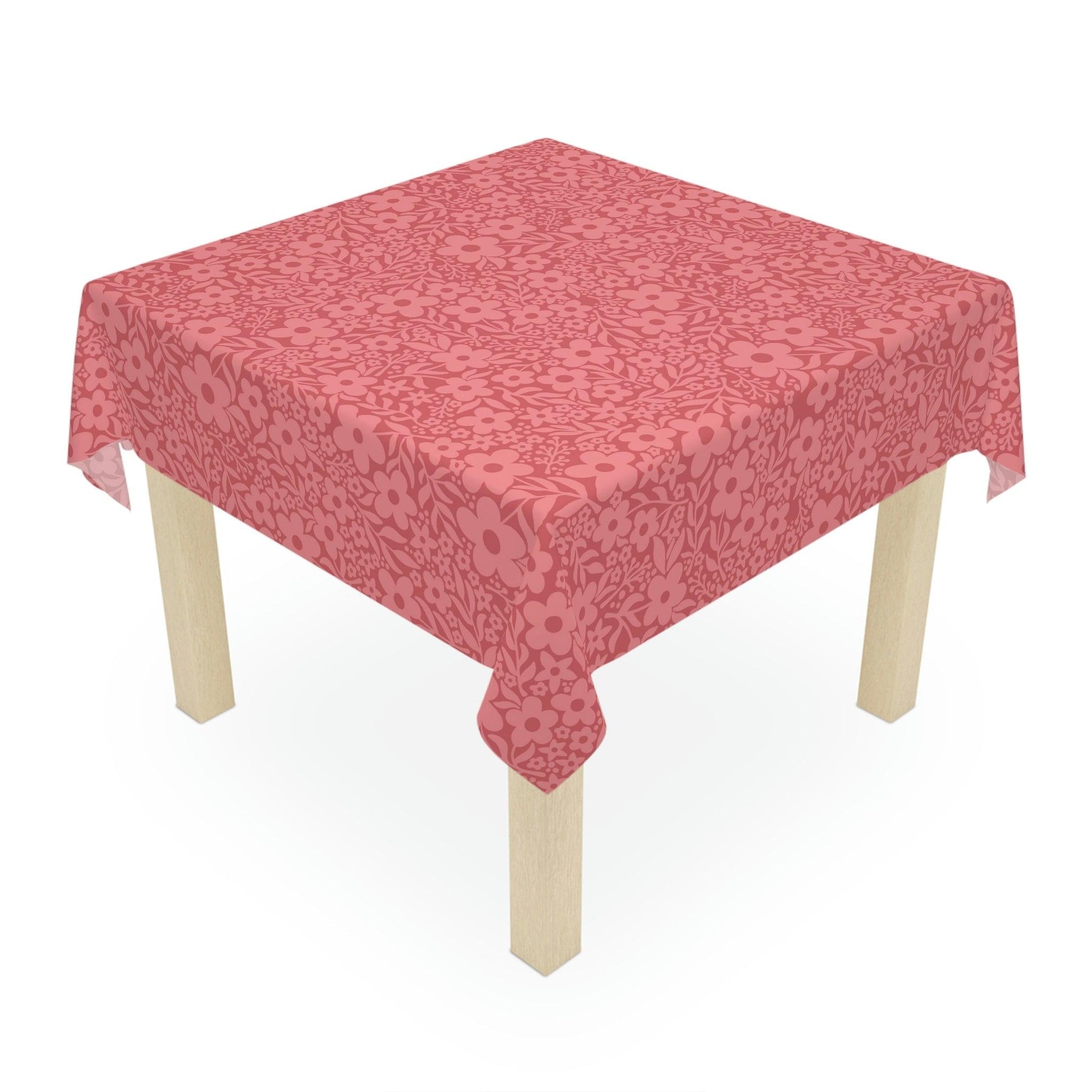 Retro Minimalist Flowers Mid Century Monochromatic Coral Pink Tablecloth | lovevisionkarma.com