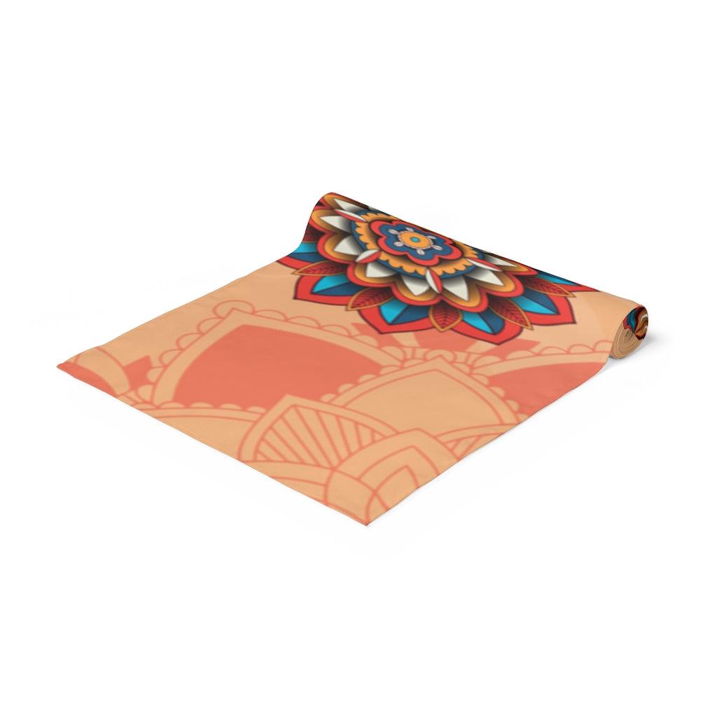 Boho Chic Mandala Coral Table Runner, Diwali Home Decor | lovevisionkarma.com