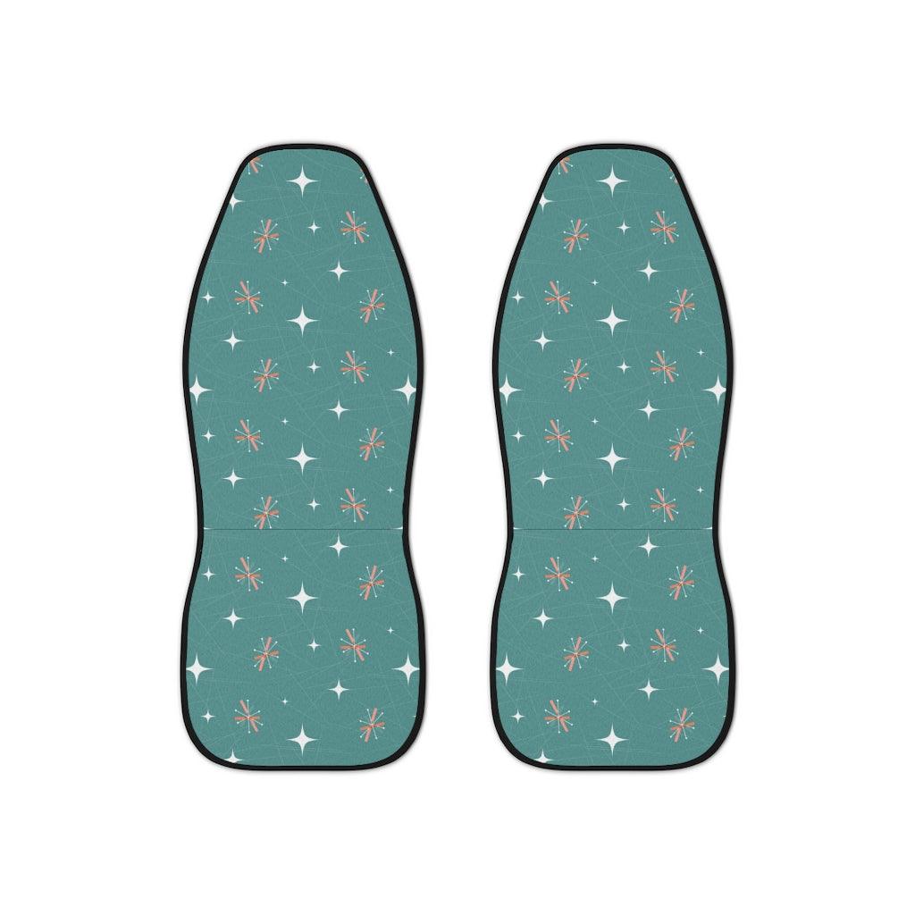 Atomic Starburst Retro Pink & Blue Mid Century Car Seat Covers | lovevisionkarma.com