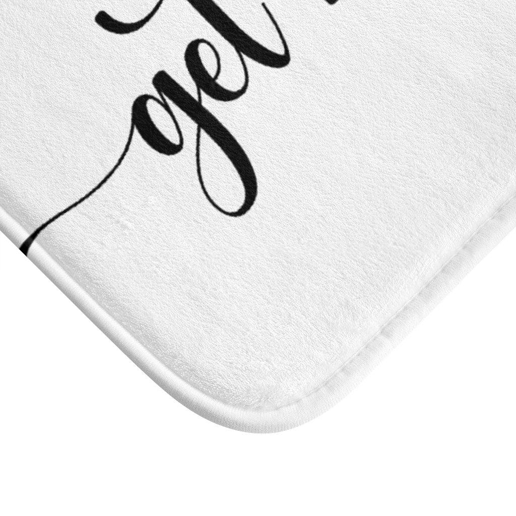 "Get Naked" White Funny Modern Minimalist Bath Mat | lovevisionkarma.com