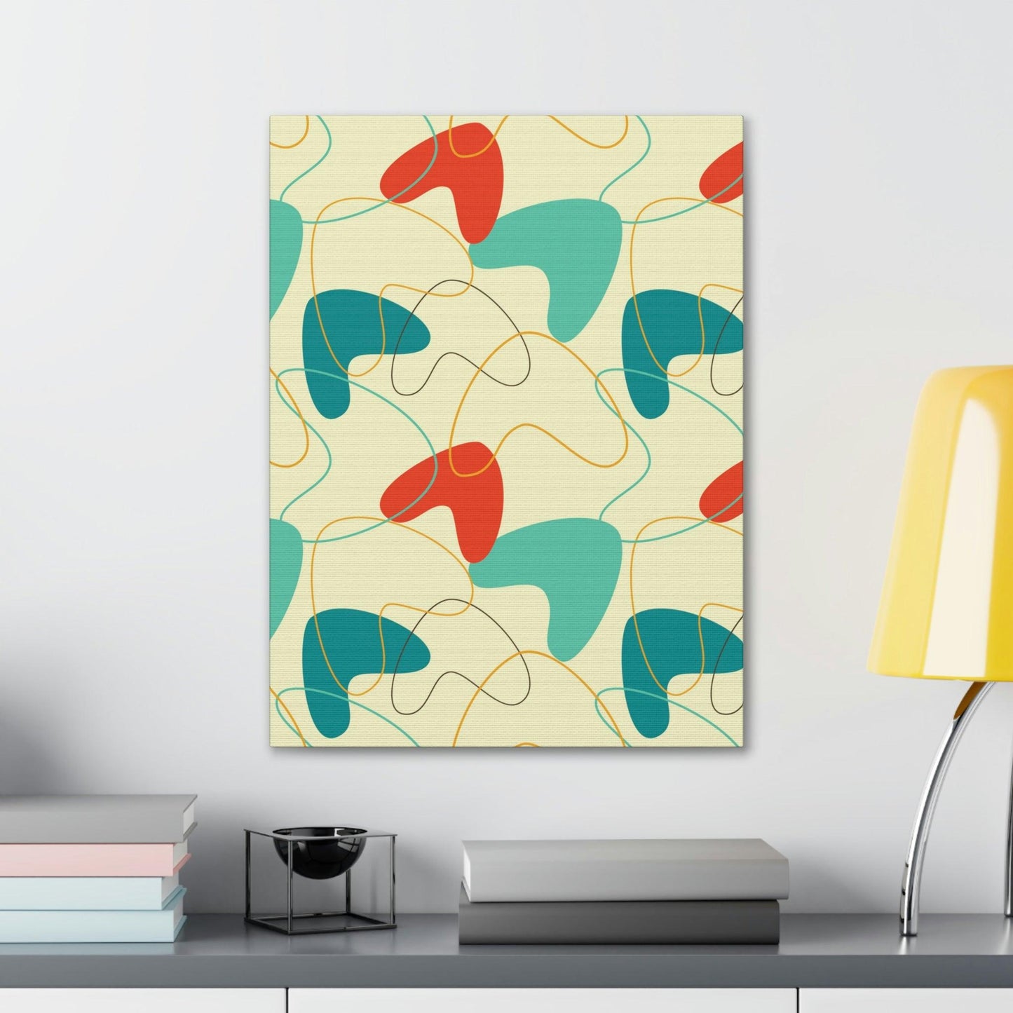 Retro 50s Atomic Boomerang Mid Century Mod, Canvas Gallery Wrap Wall Art | lovevisionkarma.com