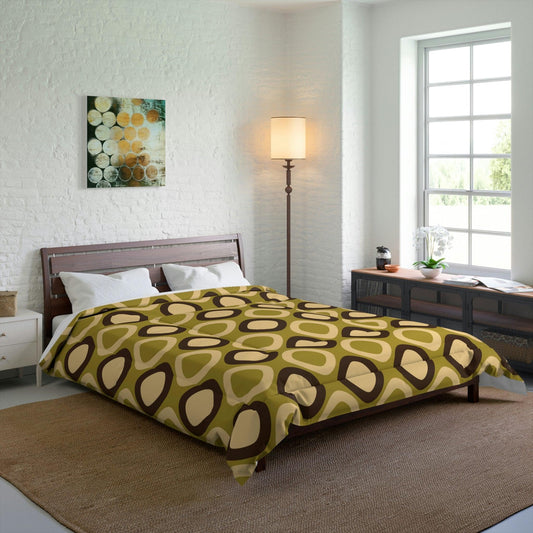 Retro Mod Squares MCM Green Comforter | lovevisionkarma.com
