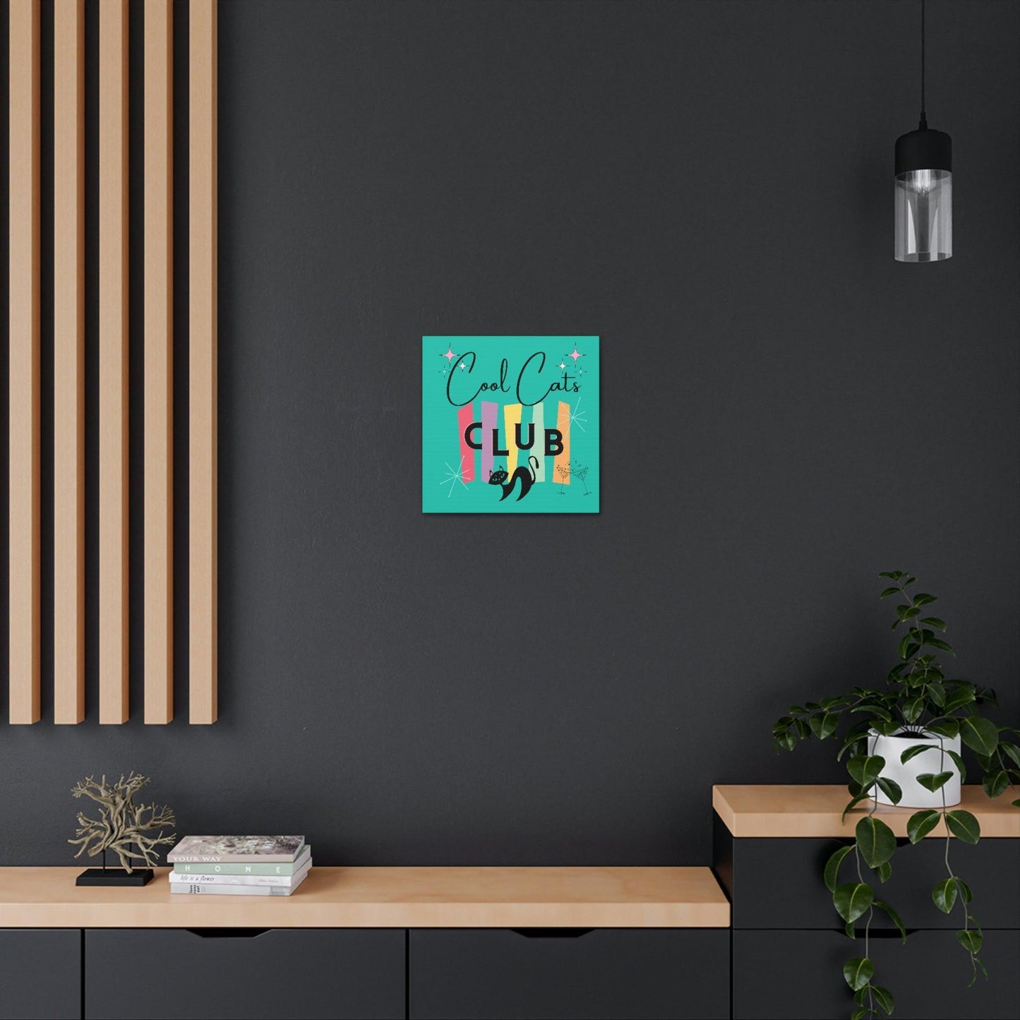 Retro MCM Atomic Cool Cat Starburst Colorful Canvas Gallery Wrap | lovevisionkarma.com