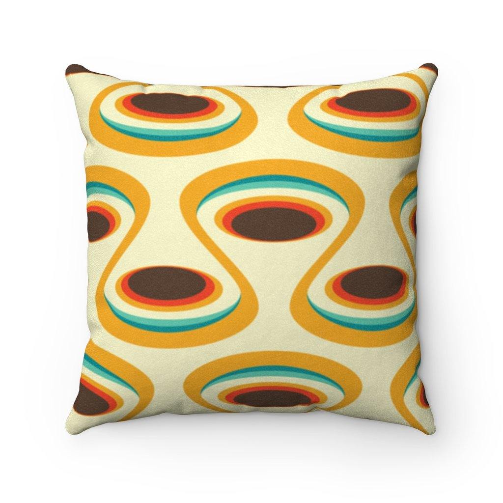 Groovy Retro 60s Waves Brown & Orange MCM Pillow | lovevisionkarma.com