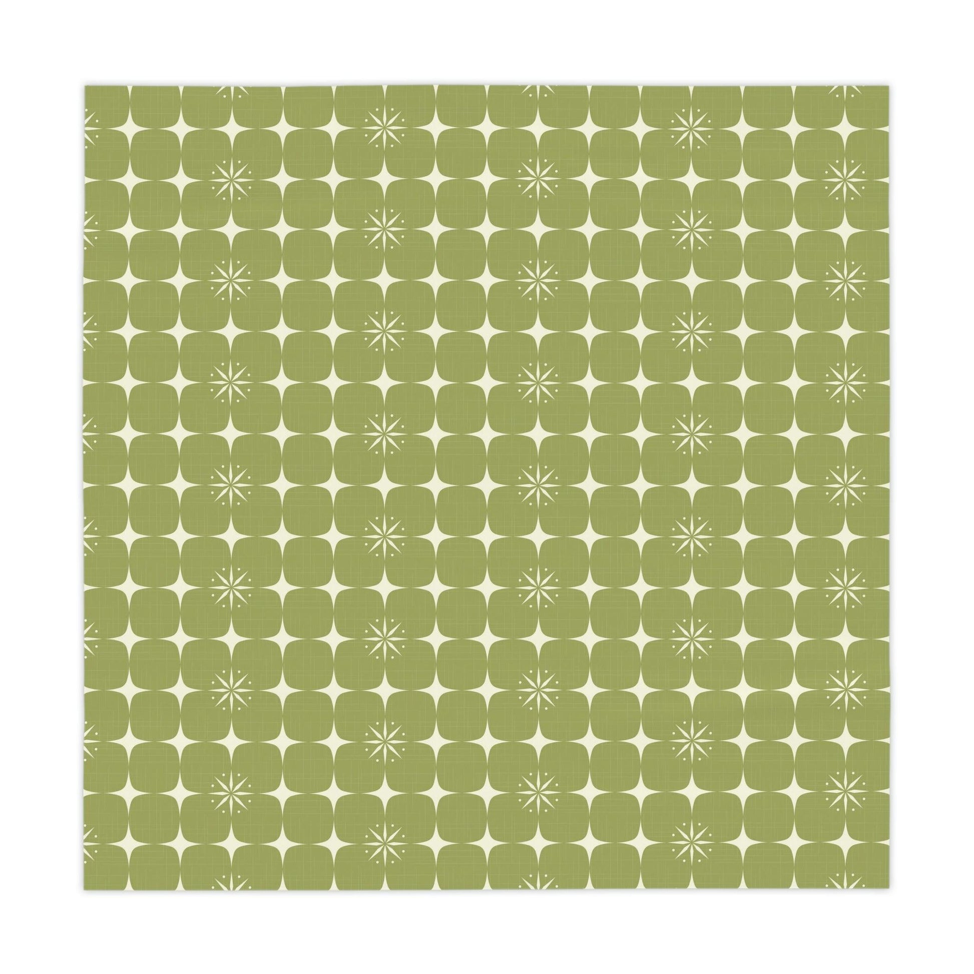Retro 50s Atomic Starburst Geo Mid Century Green Tablecloth | lovevisionkarma.com