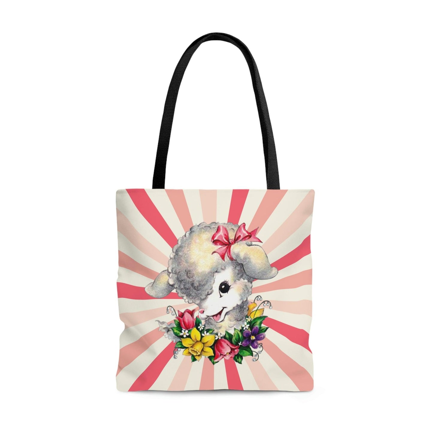 Vintage Kitsch Lamb Easter Retro MCM Colorful Tote Bag | lovevisionkarma.com