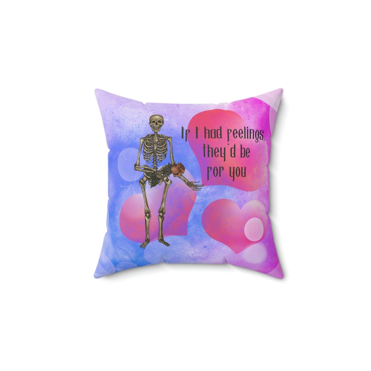 Funny Valentine's Skeleton Sweet Pink and Blue Throw Pillow | lovevisionkarma.com