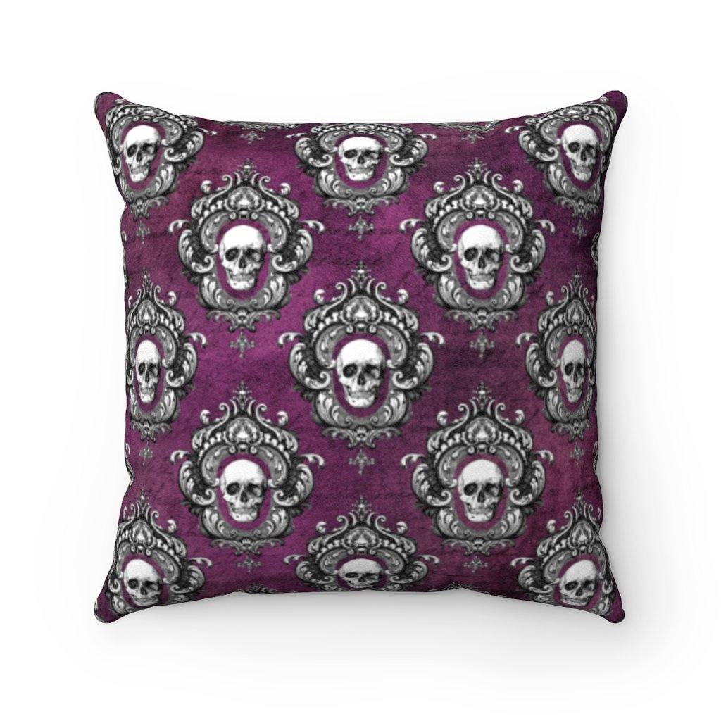 Gothic Skulls Halloween Pillow Purple Glam Goth Decor | lovevisionkarma.com
