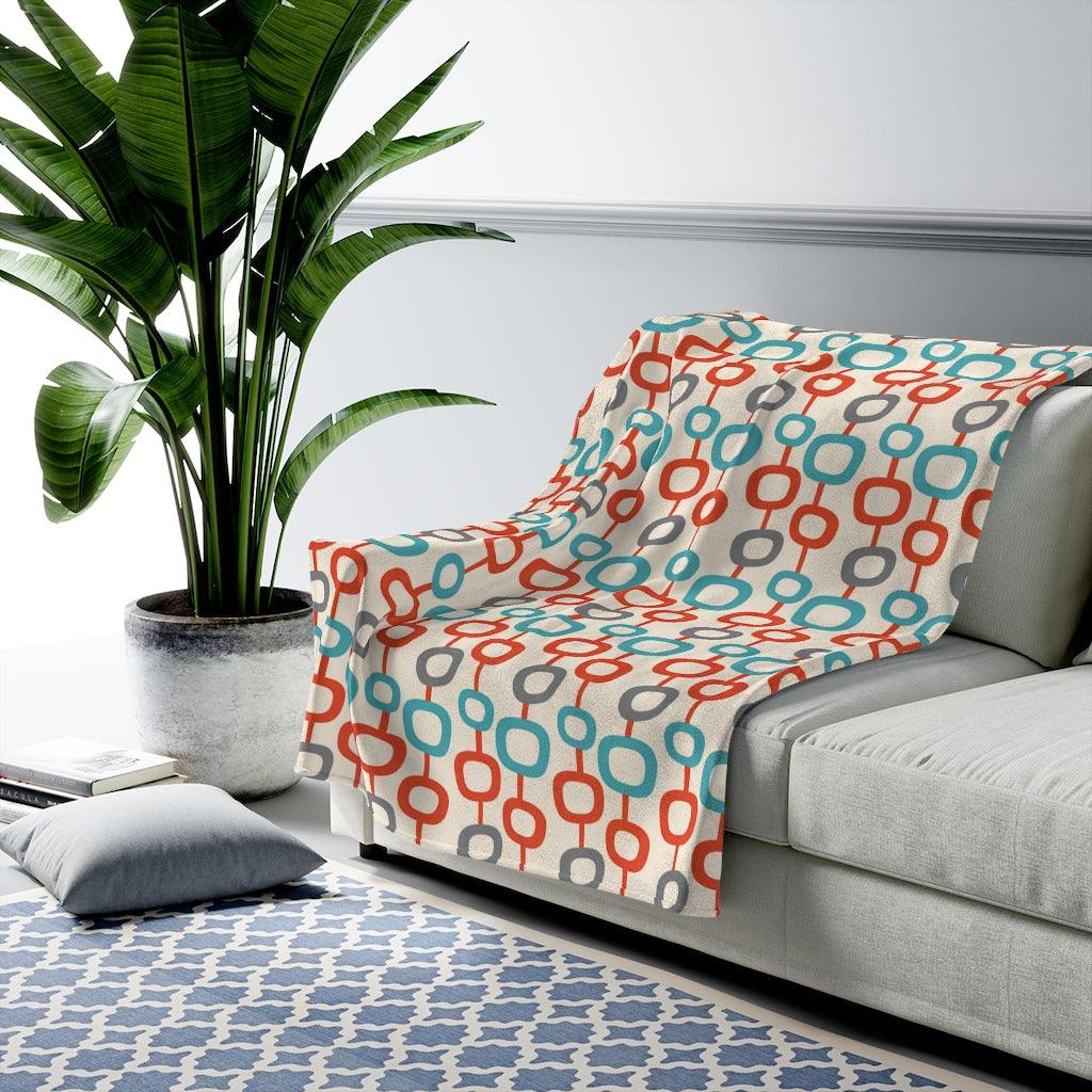 Retro Mod Geo Abstract Shape Chains Multicolor Lightweight Velveteen Blanket | lovevisionkarma.com