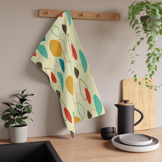 Retro Mid Century Modern Abstract Multicolor Kitchen Towel | lovevisionkarma.com