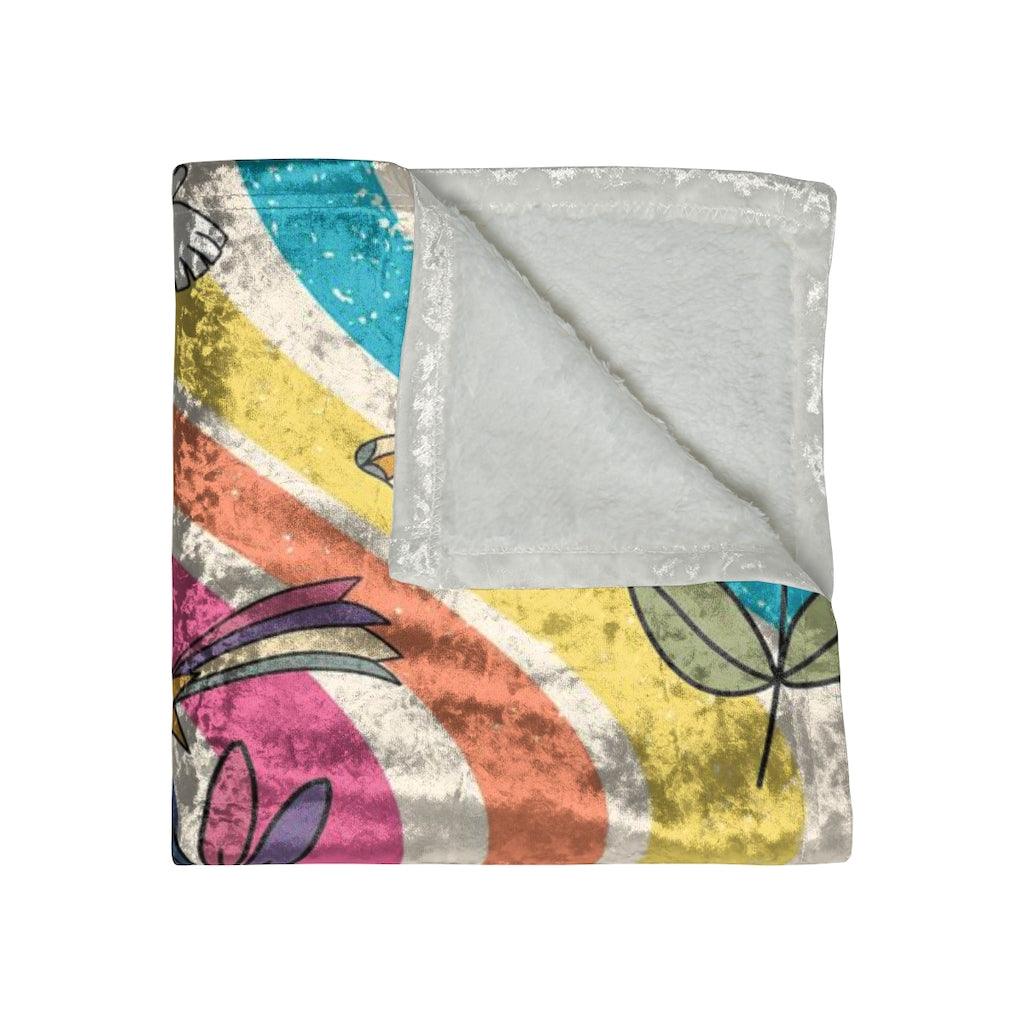 Groovy Hippie Flowers & Boho Mushrooms Colorful Crushed Velvet Blanket | lovevisionkarma.com