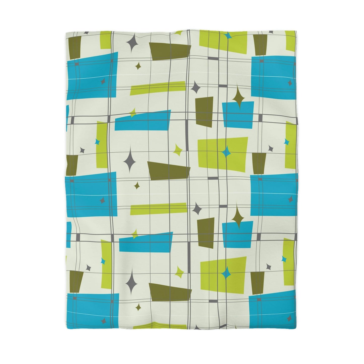 Retro 1950's Abstract Blue & Green Mid Century Modern Duvet Cover | lovevisionkarma.com