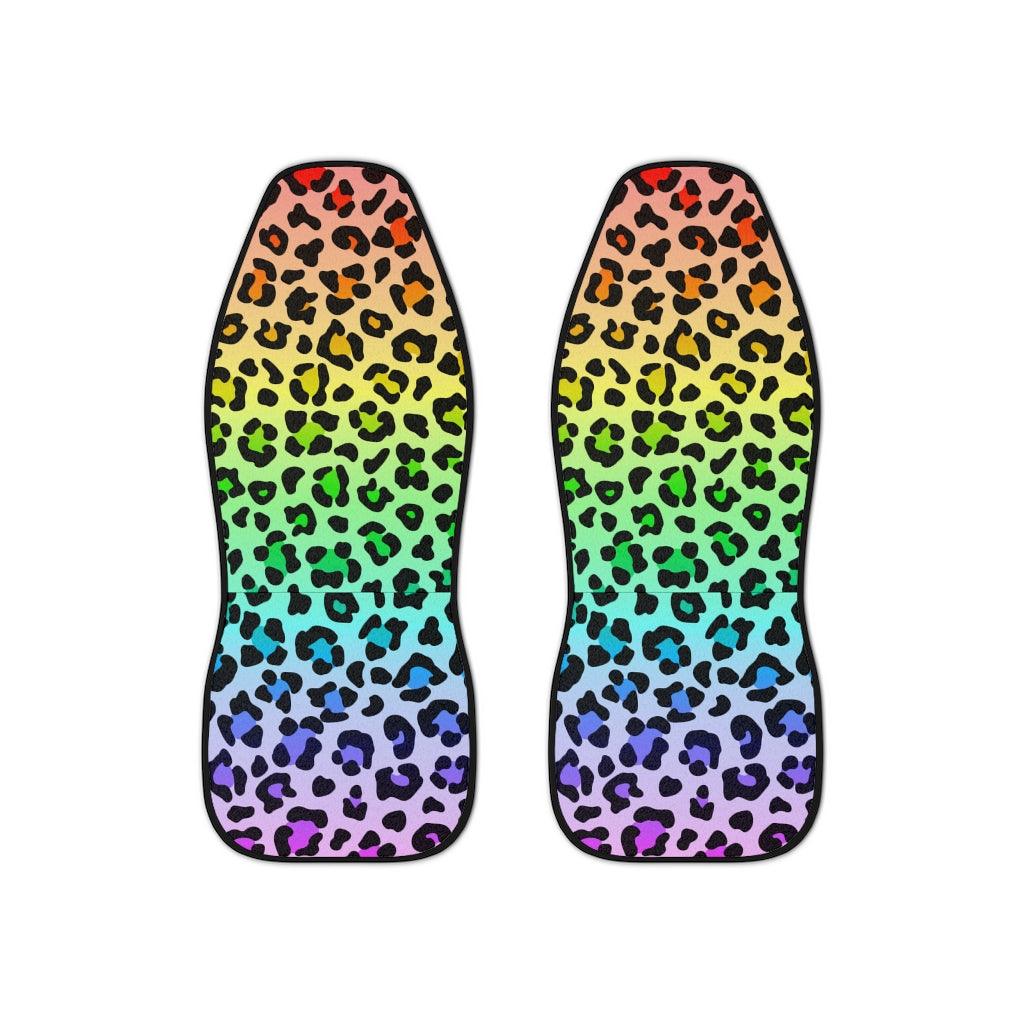 Groovy Leopard Print Rainbow Animal Print Car Seat Covers | lovevisionkarma.com