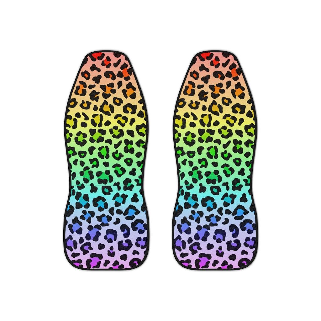 Groovy Leopard Print Rainbow Animal Print Car Seat Covers | lovevisionkarma.com