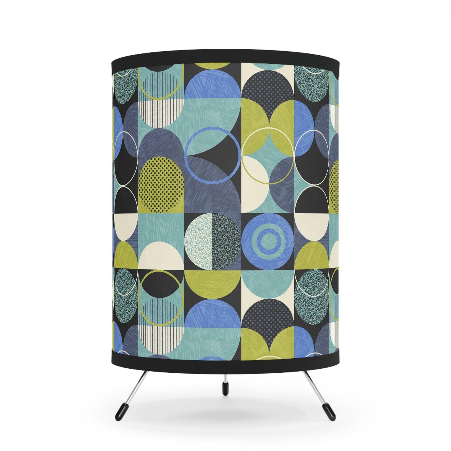 Retro Mid Century Mod Abstract Blue and Green Tripod Tabletop Accent Lamp | lovevisionkarma.com