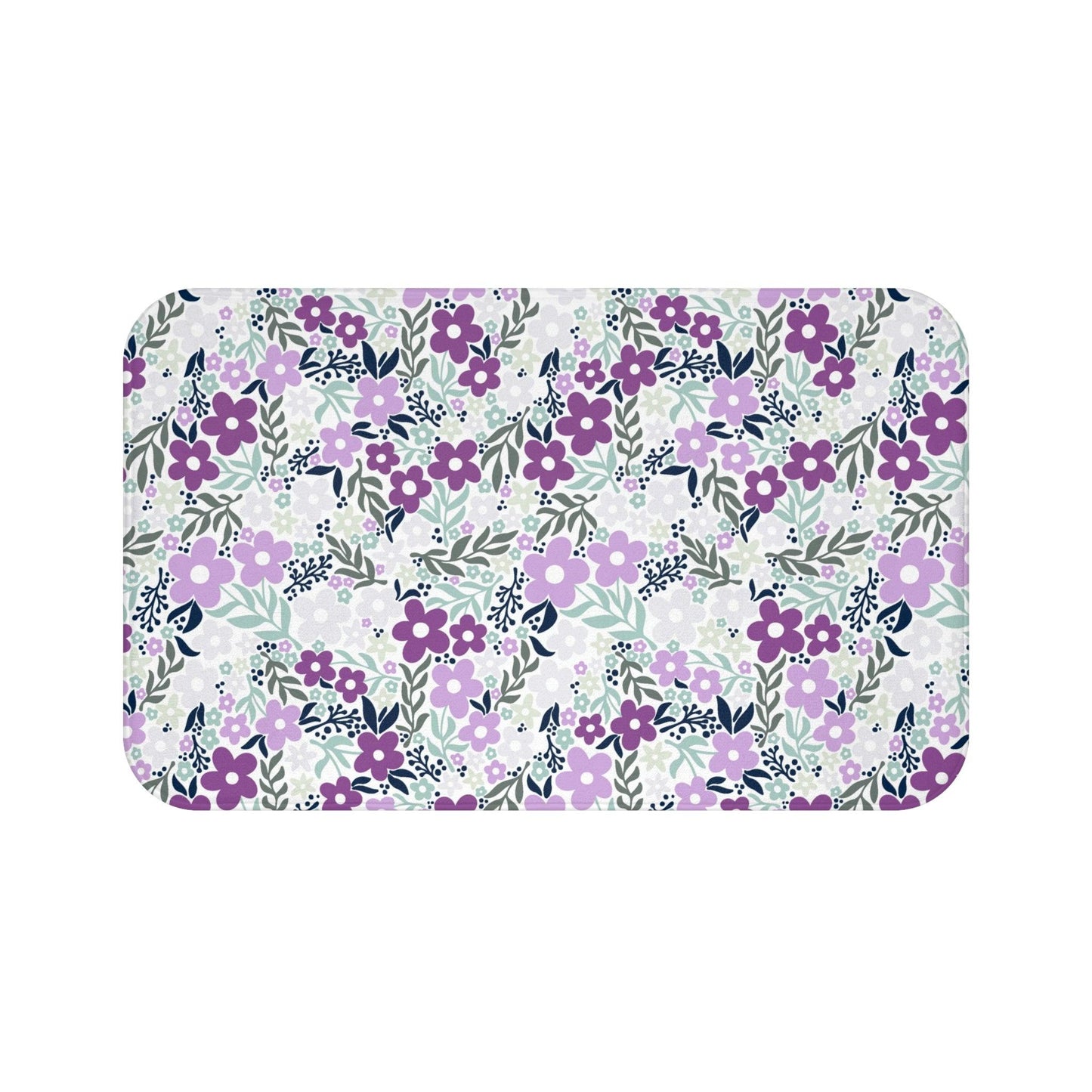 Retro Minimalist Floral MCM Purple Bath Mat | lovevisionkarma.com