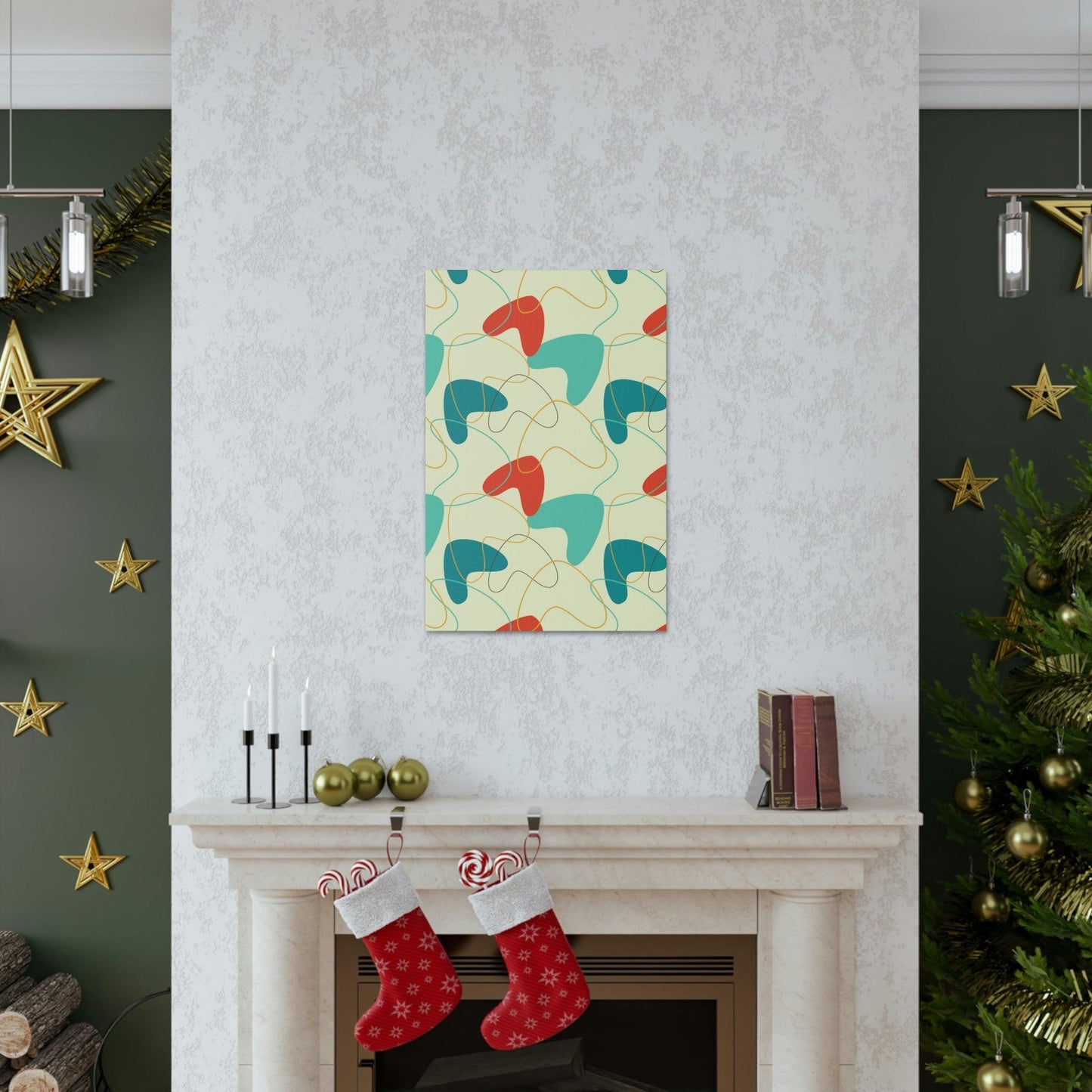 Retro 50s Atomic Boomerang Mid Century Mod, Canvas Gallery Wrap Wall Art | lovevisionkarma.com