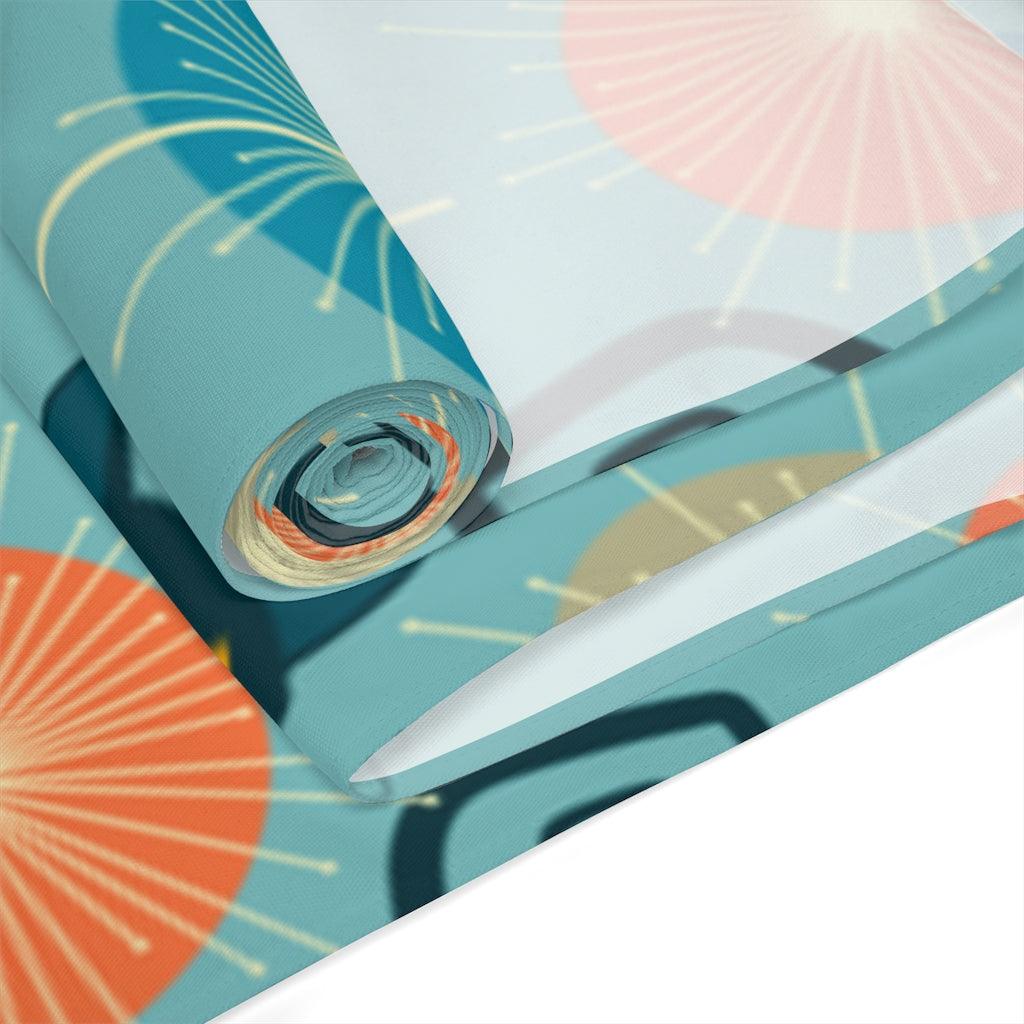 Retro Atomic Cat Mid Century Mod Multicolor Table Runner | lovevisionkarma.com