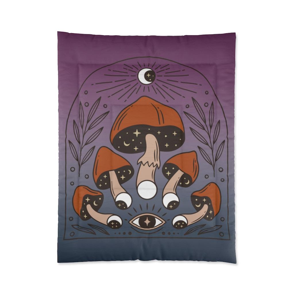 Boho Mushroomcore Celestial Witchcore Comforter | lovevisionkarma.com