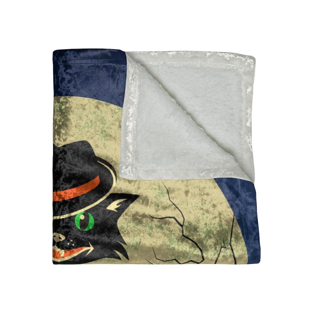 Atomic Cat Vintage Style MCM Halloween Crushed Velvet Blanket | lovevisionkarma.com