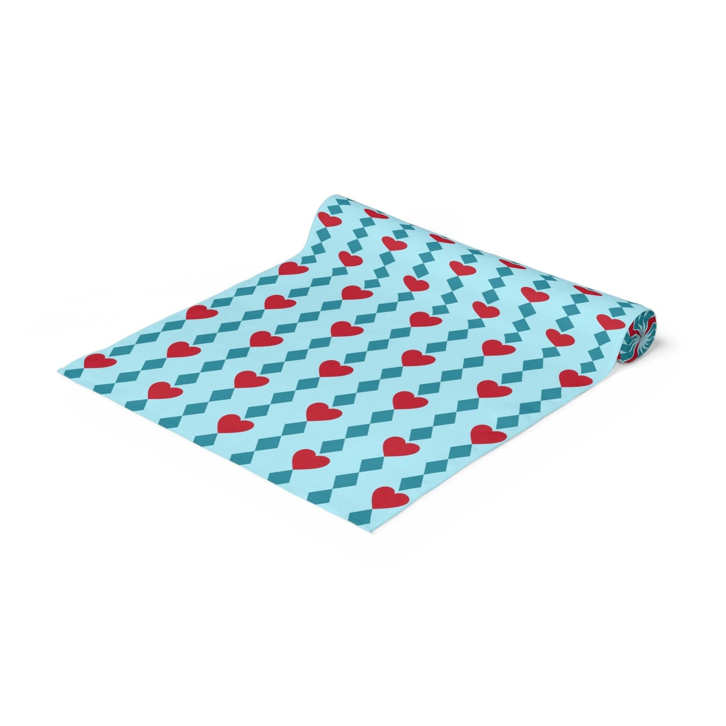 Retro Valentine's MCM Blue and Red Table Runner | lovevisionkarma.com