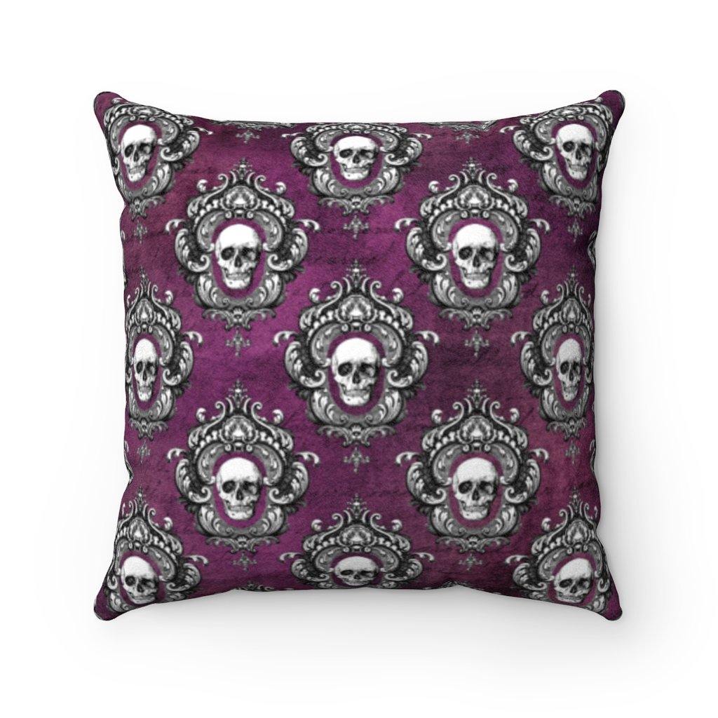Gothic Skulls Halloween Pillow Purple Glam Goth Decor | lovevisionkarma.com