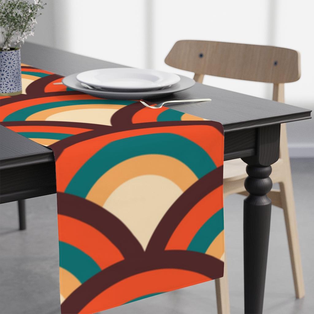 Mid Century Modern Retro Wave Multicolor Table Runner | lovevisionkarma.com