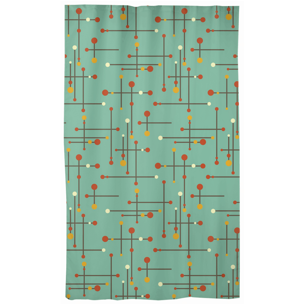 Mid Century Lines Eames Inspired Teal Curtain Panel | lovevisionkarma.com