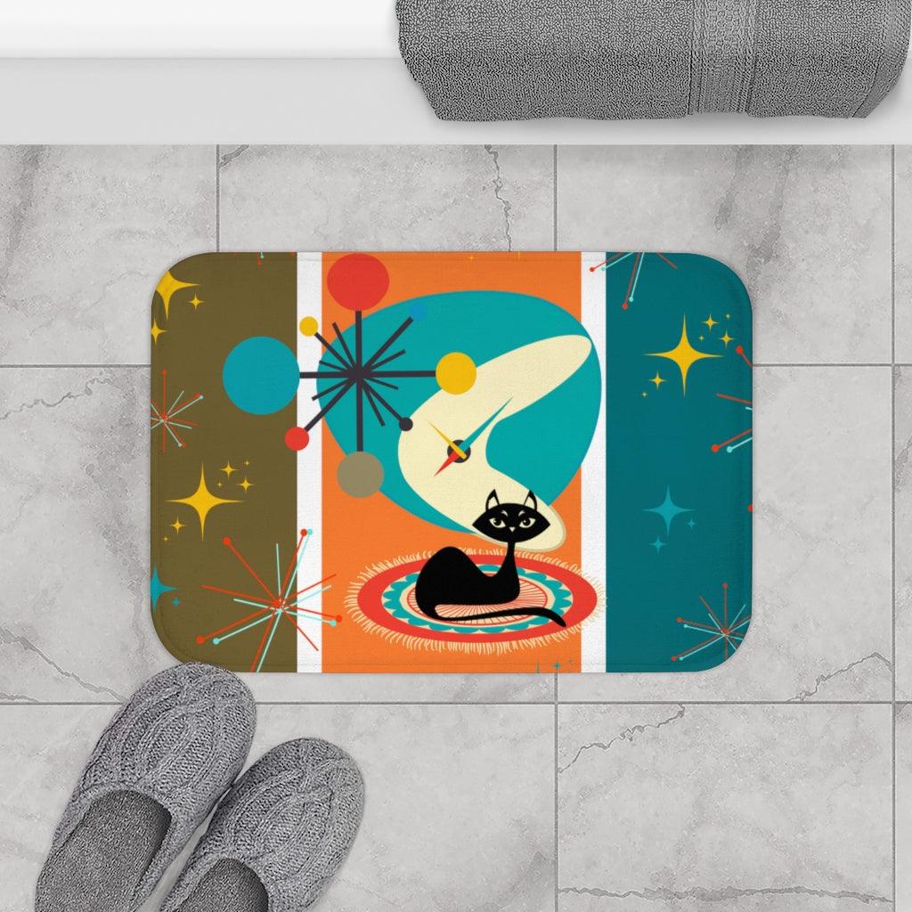 Atomic Cat and Starbursts MCM Multicolor Bath Mat | lovevisionkarma.com