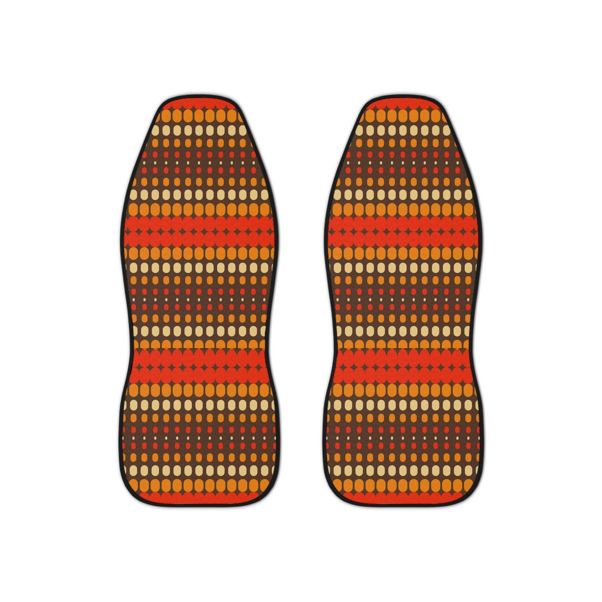 Retro 60s 70s Funky Mid Century Orange & Brown Car Seat Covers | lovevisionkarma.com