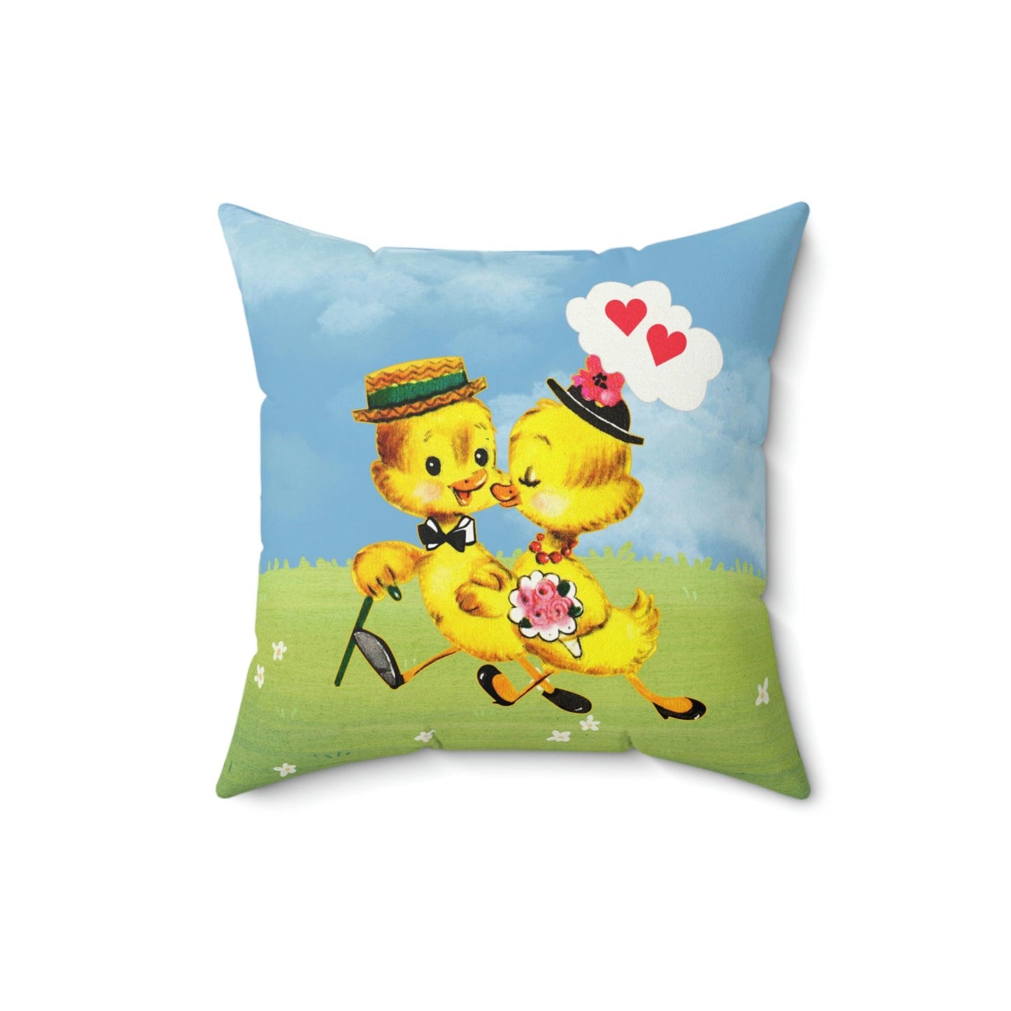 Retro Easter Vintage Chicks Kitschy Cute Throw Pillow | lovevisionkarma.com