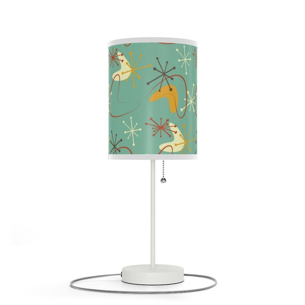Atomic Boomerang and Burst MCM Teal Tabletop Lamp | lovevisionkarma.com