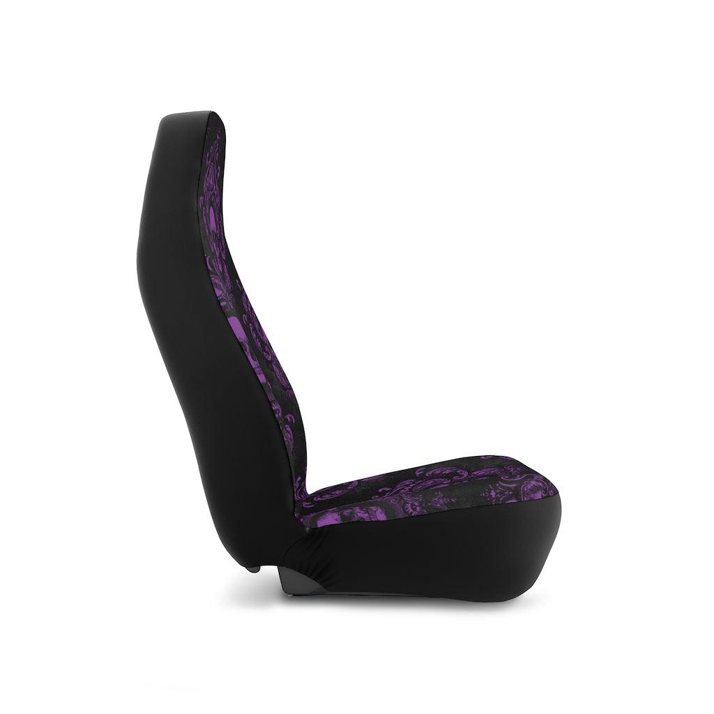 Purple Skull Glam Goth Black Car Seat Covers | lovevisionkarma.com