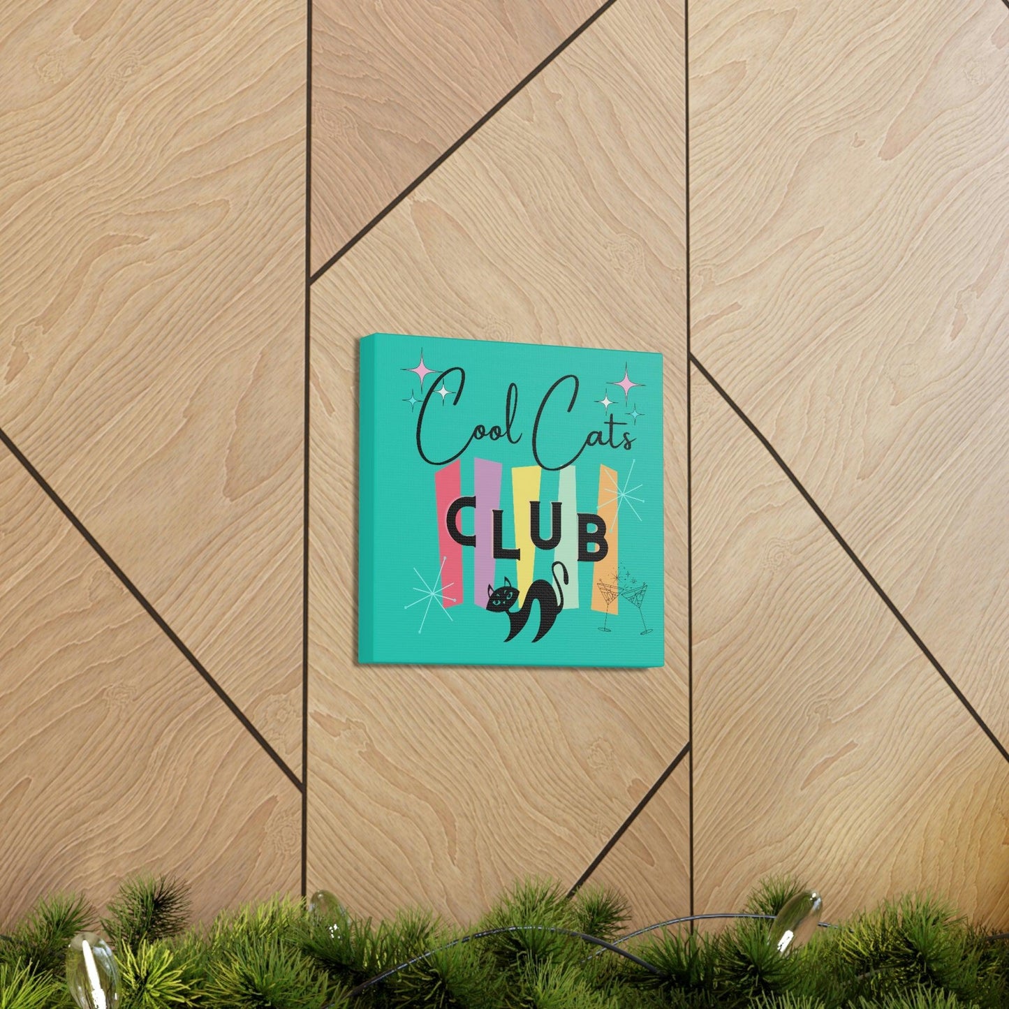 Retro MCM Atomic Cool Cat Starburst Colorful Canvas Gallery Wrap | lovevisionkarma.com