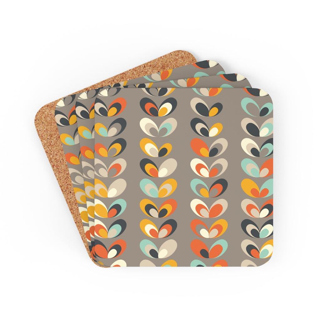 Mid Century Danish Floral Vine & Leaves Scandi Gray Coaster Set | lovevisionkarma.com