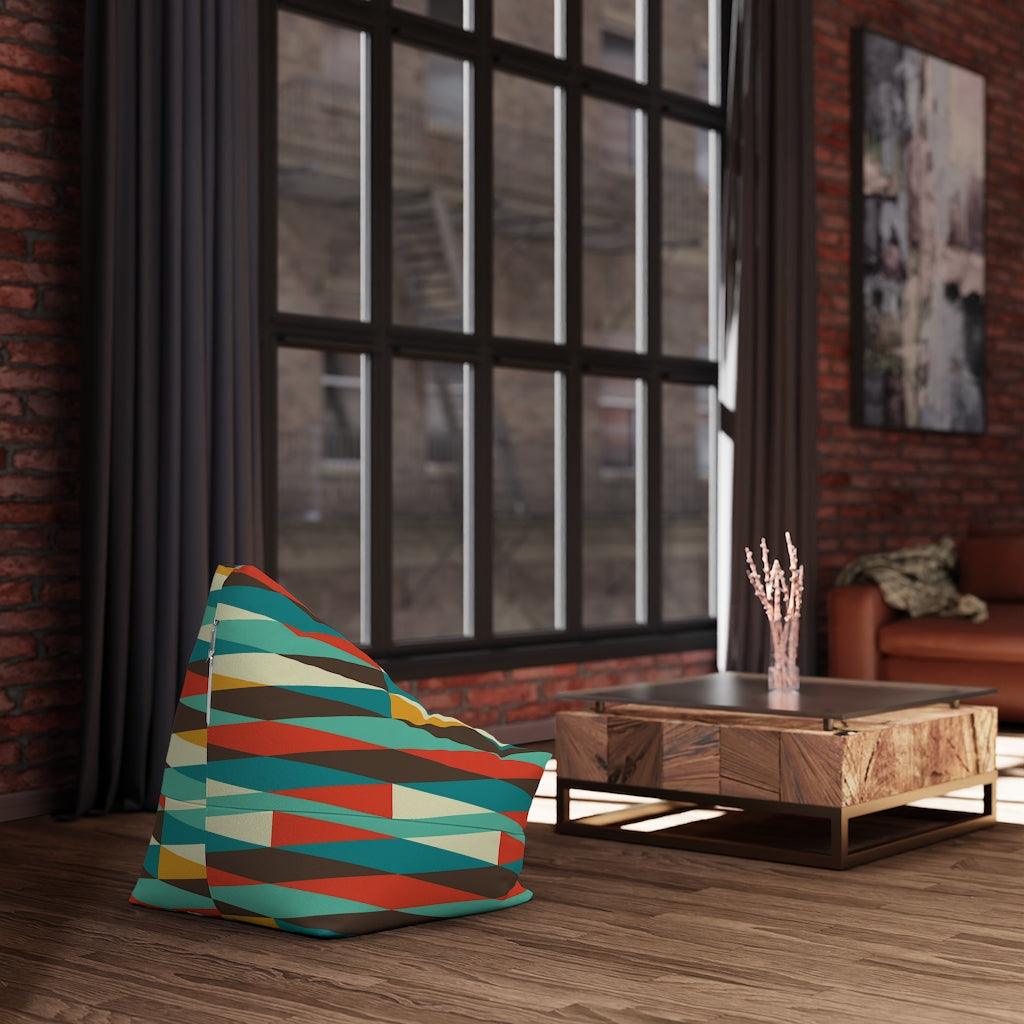 Mid Century Multicolor Diamonds Bean Bag Chair COVER | lovevisionkarma.com
