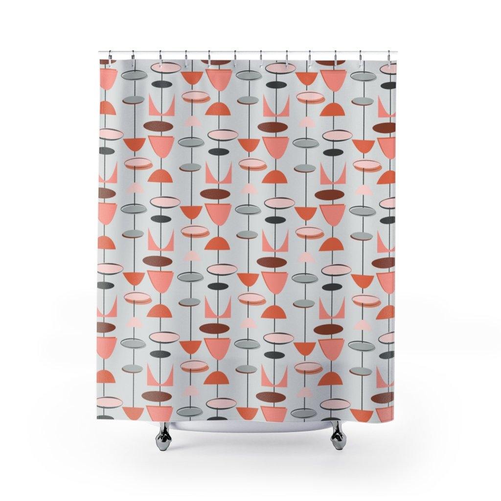 Atomic Retro MCM Abstract Pink & Grey Shower Curtain | lovevisionkarma.com