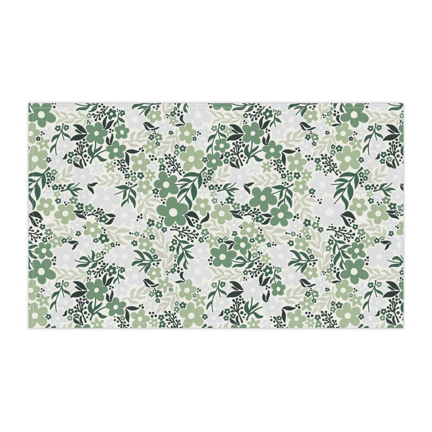 Minimalist Retro Floral Green Mid Century Kitchen Tea Towel | lovevisionkarma.com