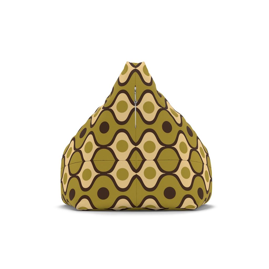 Retro 70's Bulbs and Circles Olive Green Bean Bag Chair COVER | lovevisionkarma.com