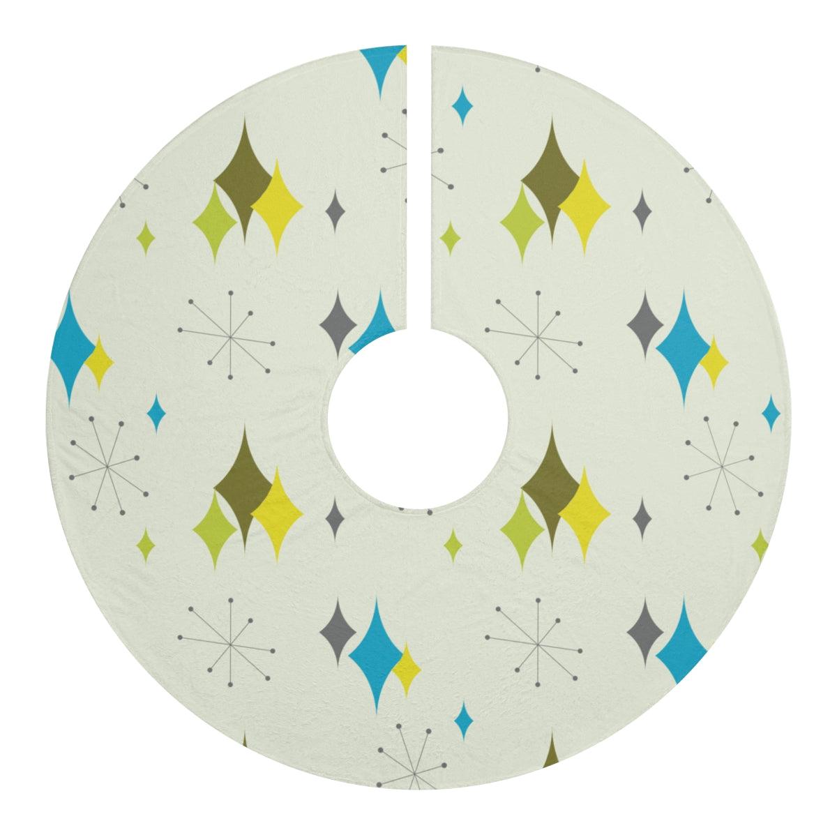 Atomic Burst and Diamonds Blue & Green MCM Christmas Tree Skirt | lovevisionkarma.com