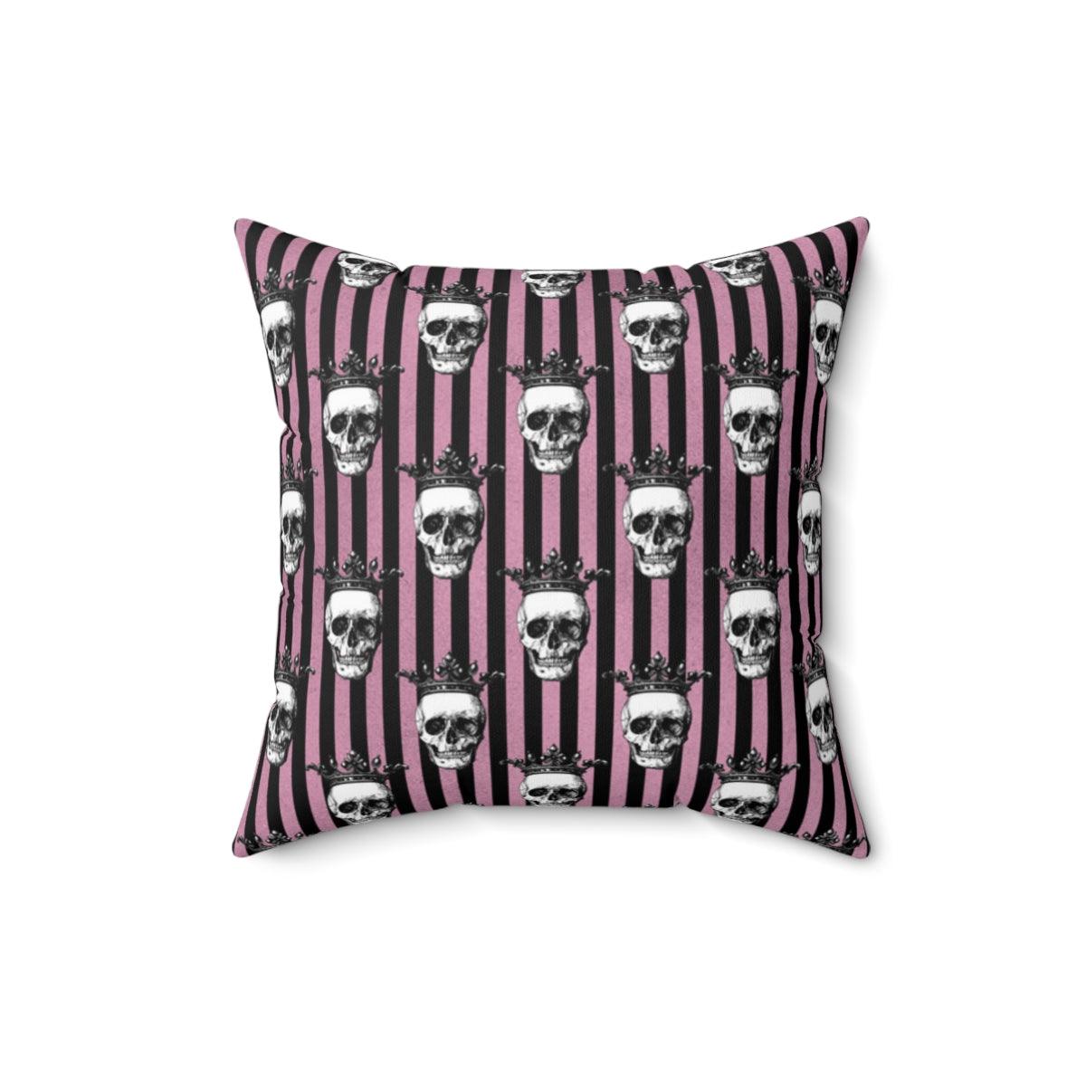 Gothic Skulls Blue Halloween Pillow Glam Goth Decor 