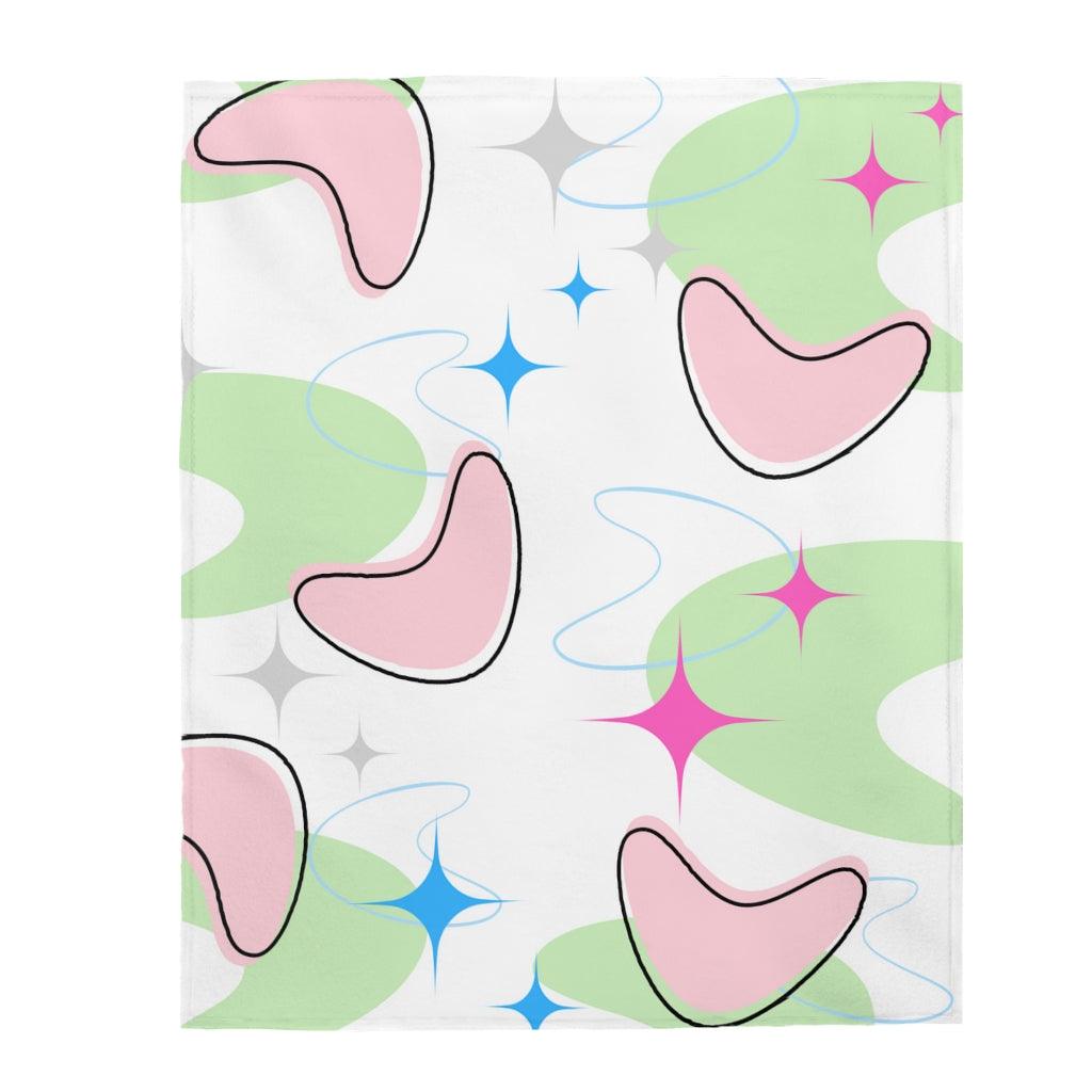 Retro MCM Atomic Bursts & Boomerangs Multicolor Velveteen Lightweight Blanket | lovevisionkarma.com