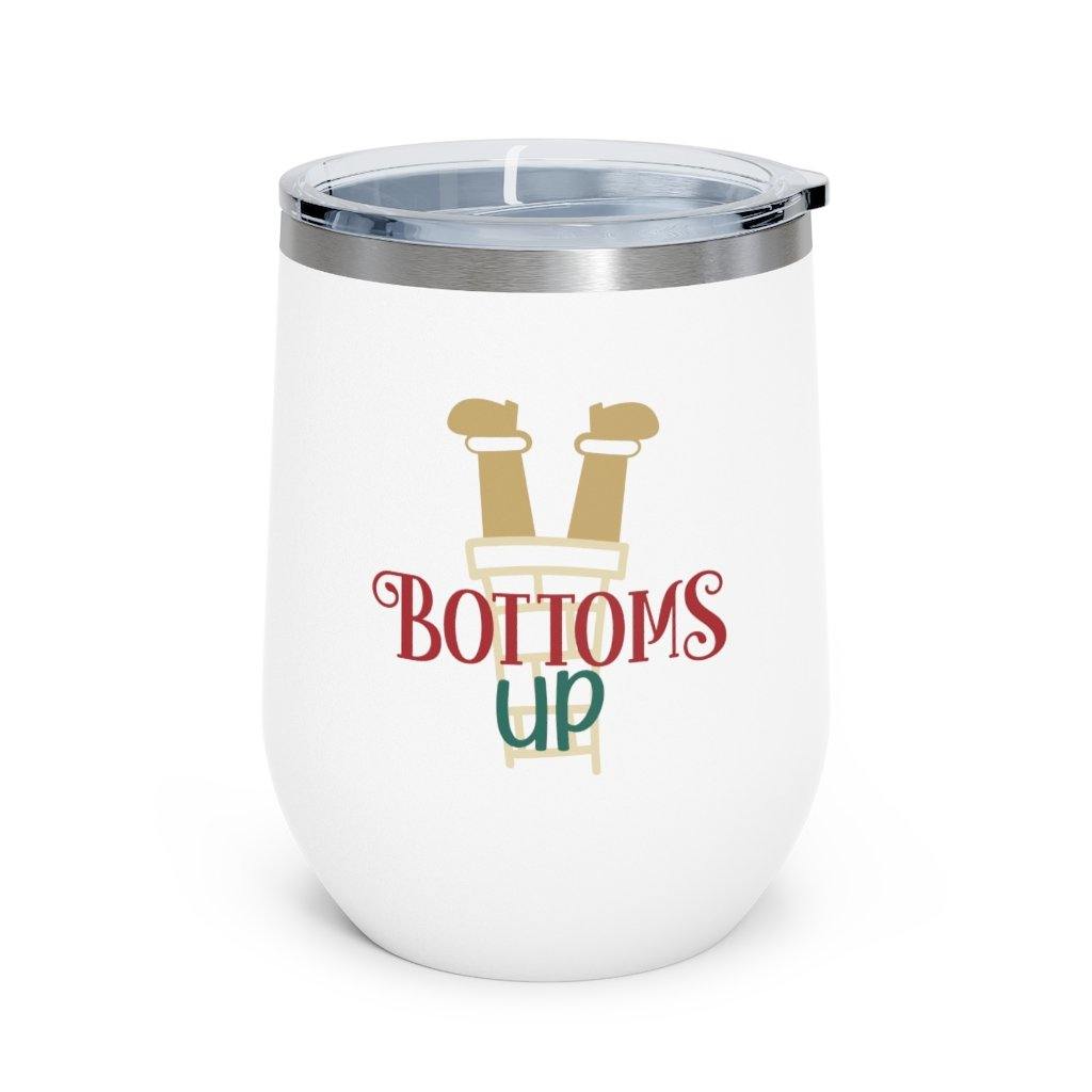 Funny Christmas Insulated Wine Tumbler 12oz "Bottoms Up" | lovevisionkarma.com