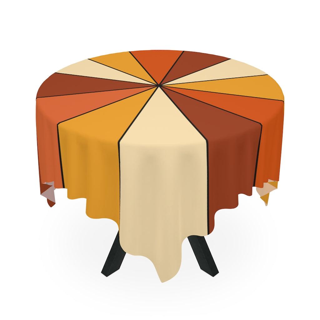 Boho Burst Orange and Yellow Retro Square Tablecloth | lovevisionkarma.com