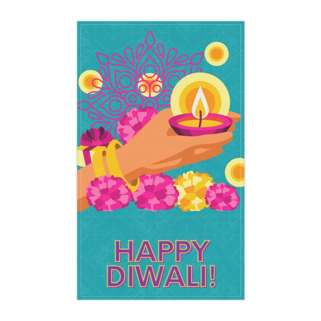 Happy Diwali Festive Home Decor, Multicolor Kitchen Tea Towel | lovevisionkarma.com