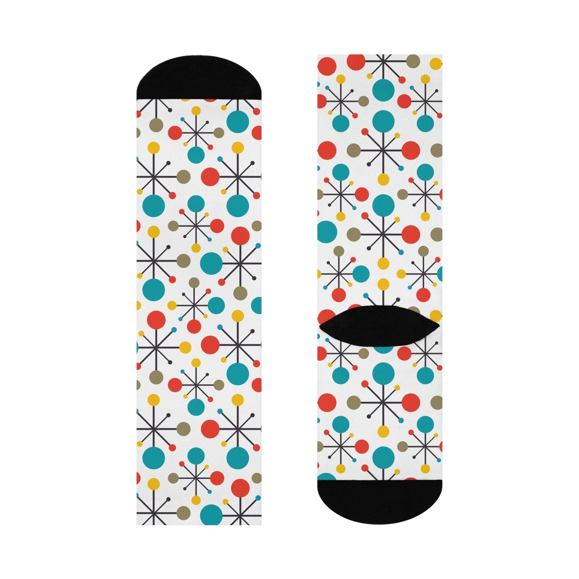 Funky Retro Starburst MCM Multicolor Cushioned Unisex Crew Socks | lovevisionkarma.com