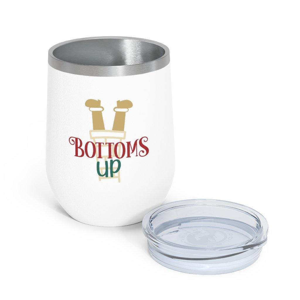 Funny Christmas Insulated Wine Tumbler 12oz "Bottoms Up" | lovevisionkarma.com